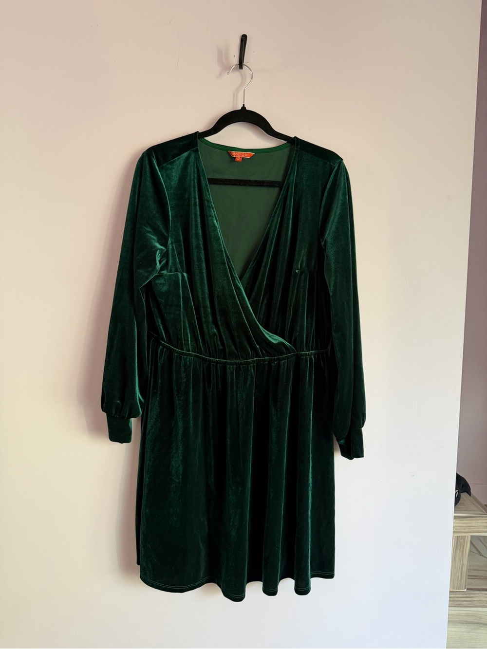 ModCloth Emerald Green Velvet Wrap Women's Party Holiday Knee Length Dress XL